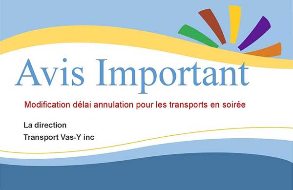 Avis important - Modification délai annulation